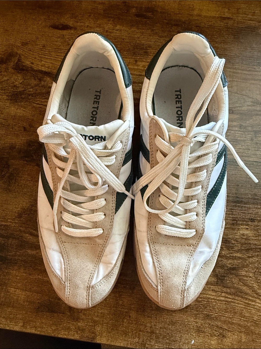 Tretorn Rawlins Women’s Size 8.5 Low-Top Sneakers in Beige and Dark Green - Picture 2 of 14